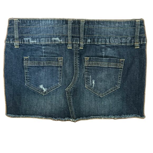 G by Guess Sachet Mini Denim Jean Skirt in Dark Destroy Wash Size 29 - Picture 8 of 12
